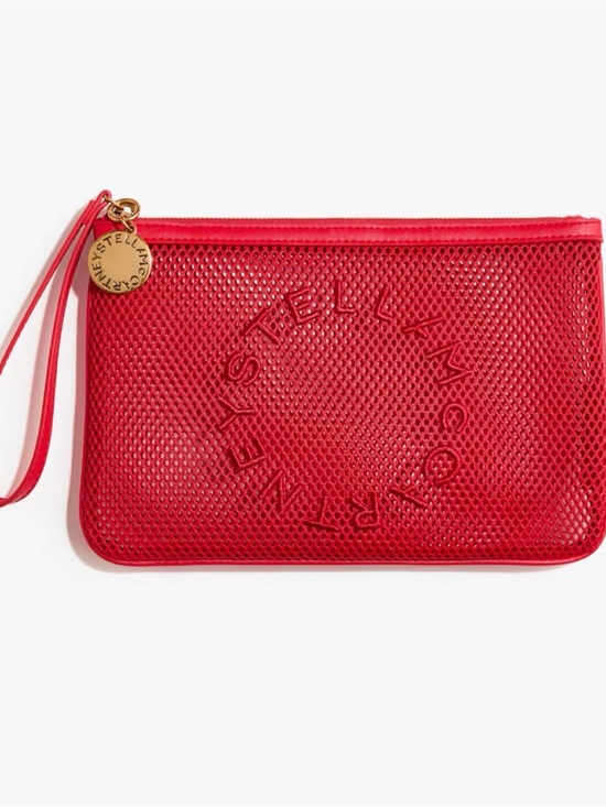 Stella McCartney Handbags - Stella McCartney Red Perforated Wristlet Clutch with Gold Charm